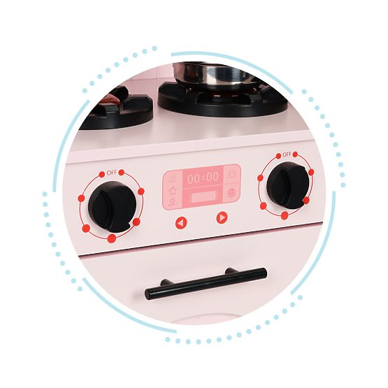 Drewniana kuchnia dla dzieci piekarnik palniki kuchenka mikrofalowa akcesoria ECOTOYS