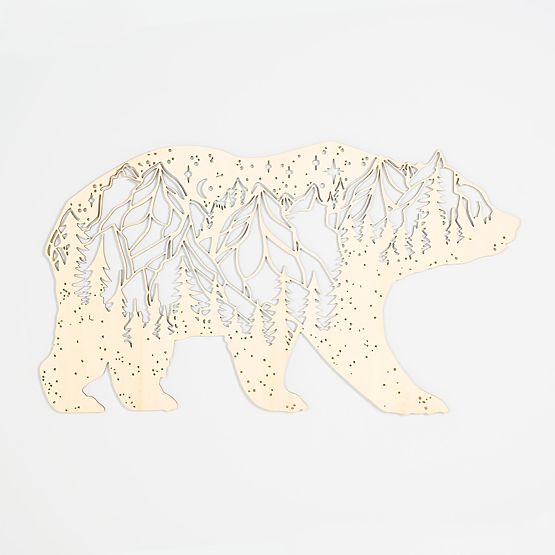 Drewniany obraz geometryczny - Góry Niedźwiedzie - różne kolory Kolor: naturalny