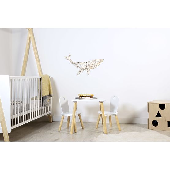 Drewniany obraz geometryczny - Wieloryb - różne kolory Kolor: naturalny