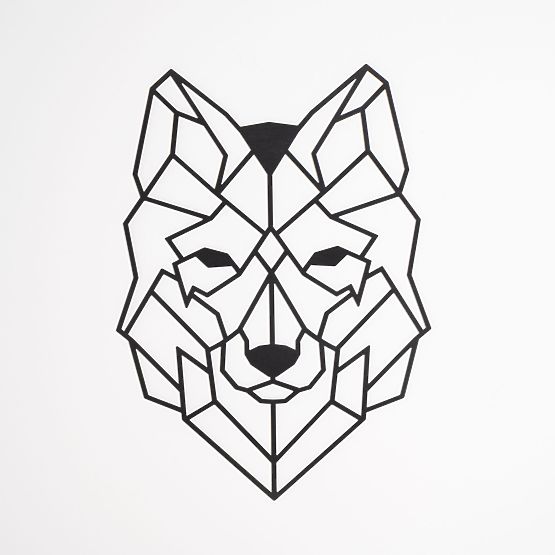 Drewniany obraz geometryczny - Wilk - różne kolory