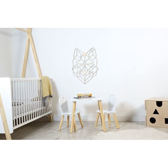 Drewniany obraz geometryczny - Wilk - różne kolory Kolor: naturalny