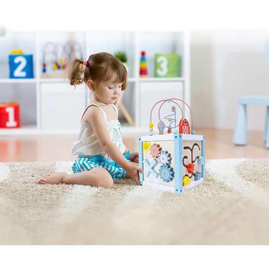 Drewniana edukacyjna kostka sorter + klocki ECOTOYS