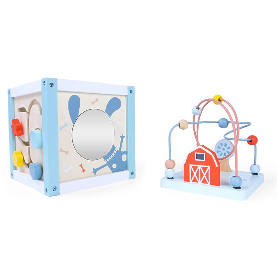 Drewniana edukacyjna kostka sorter + klocki ECOTOYS