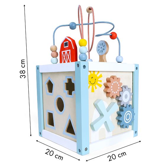 Drewniana edukacyjna kostka sorter + klocki ECOTOYS