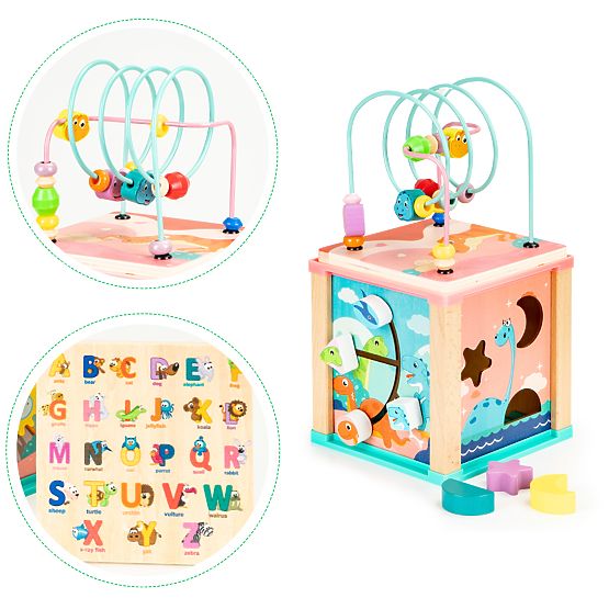 Drewniana edukacyjna kostka, sorter mula ECOTOYS
