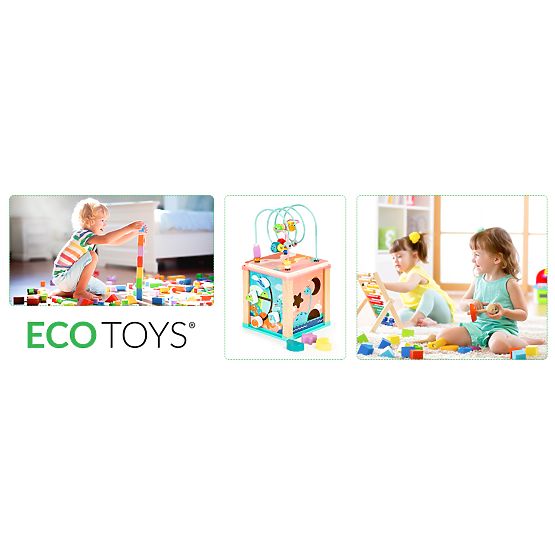 Drewniana edukacyjna kostka, sorter mula ECOTOYS