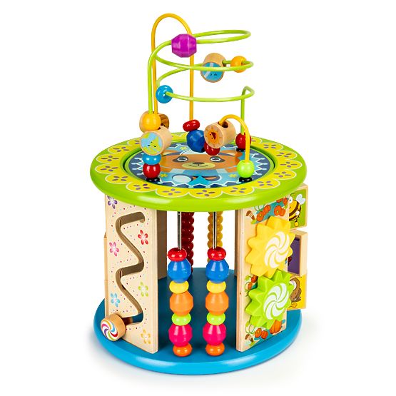 Drewniana edukacyjna kostka z grami i klockami rybołówstwo ECOTOYS