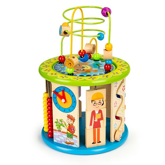 Drewniana edukacyjna kostka z grami i klockami rybołówstwo ECOTOYS