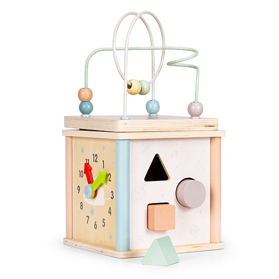 Drewniana edukacyjna kostka z kształtami ECOTOYS