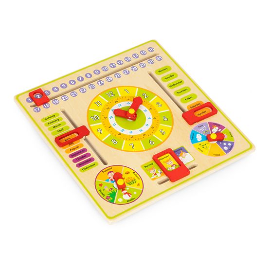 Drewniana edukacyjna tablica manipulacyjna kalendarz zegar ECOTOYS