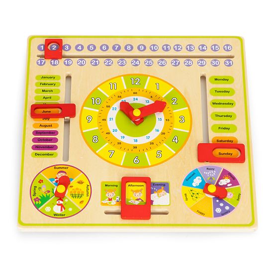 Drewniana edukacyjna tablica manipulacyjna kalendarz zegar ECOTOYS