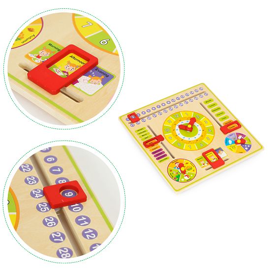 Drewniana edukacyjna tablica manipulacyjna kalendarz zegar ECOTOYS
