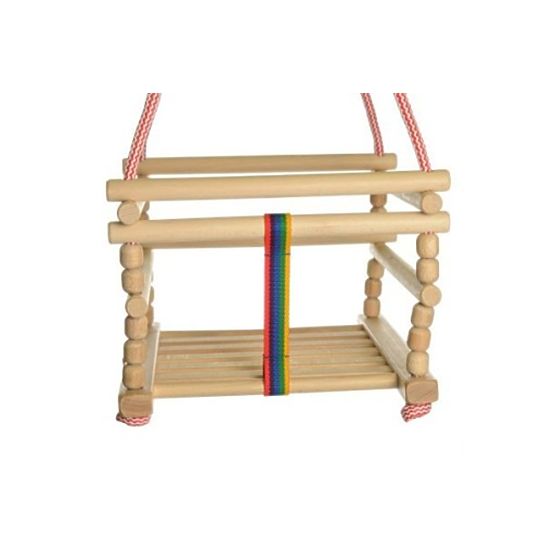 Drewniana huśtawka z poduszką - naturalna