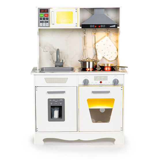 Drewniana kuchnia dla dzieci z dźwiękami i LED + akcesoria ECOTOYS