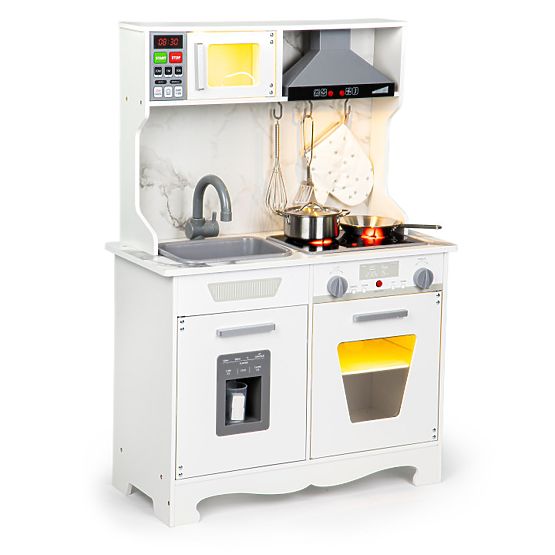 Drewniana kuchnia dla dzieci z dźwiękami i LED + akcesoria ECOTOYS