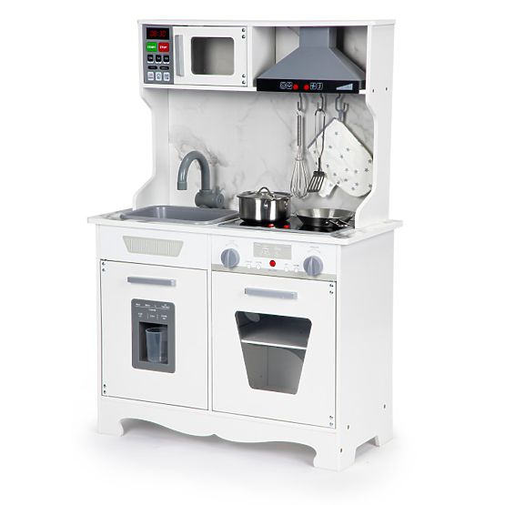 Drewniana kuchnia dla dzieci z dźwiękami i LED + akcesoria ECOTOYS