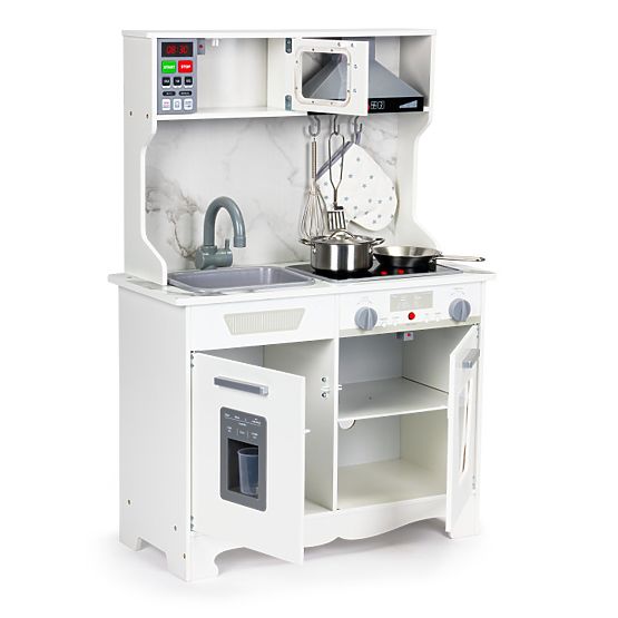 Drewniana kuchnia dla dzieci z dźwiękami i LED + akcesoria ECOTOYS