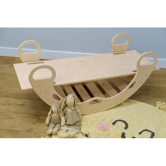 Drewniana zjeżdżalnia montessori - naturalna