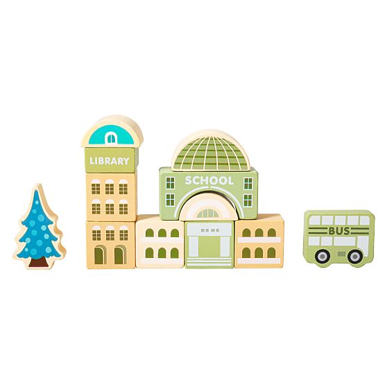 Drewniane edukacyjne klocki miasto z matą 121 elementów ECOTOYS