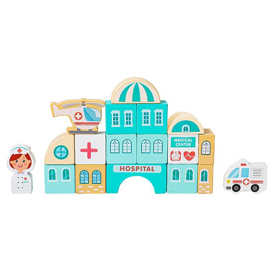 Drewniane edukacyjne klocki miasto z matą 121 elementów ECOTOYS