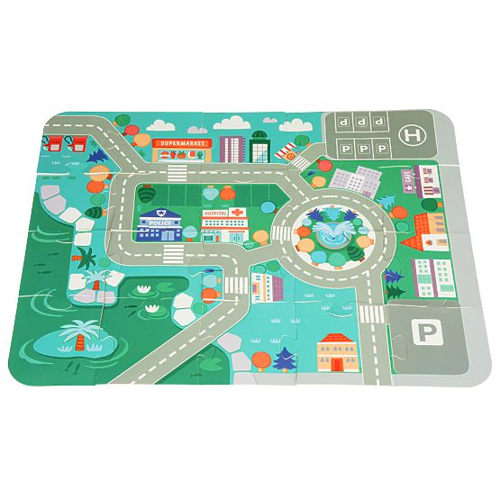 Drewniane edukacyjne klocki miasto z matą 121 elementów ECOTOYS