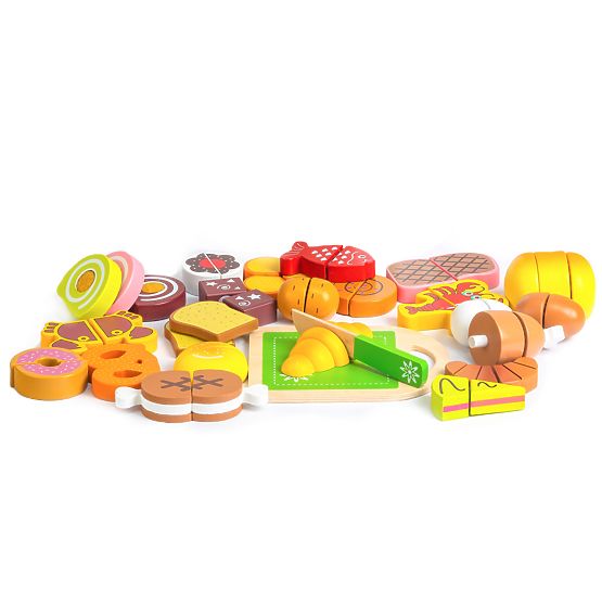 Drewniane jedzenie do krojenia 23 elementy ECOTOYS