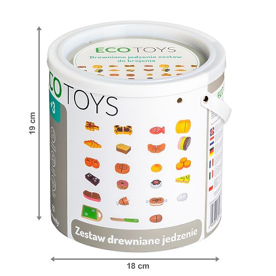 Drewniane jedzenie do krojenia 23 elementy ECOTOYS