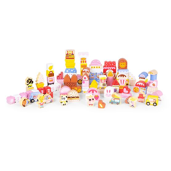 Drewniane klocki edukacyjne zestaw - Cukrowe miasto 116 szt. ECOTOYS