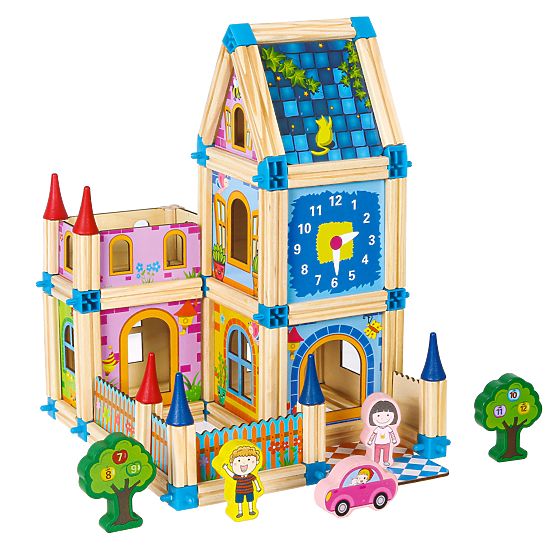 Drewniane klocki konstrukcyjne budowa domku 6w1 ECOTOYS