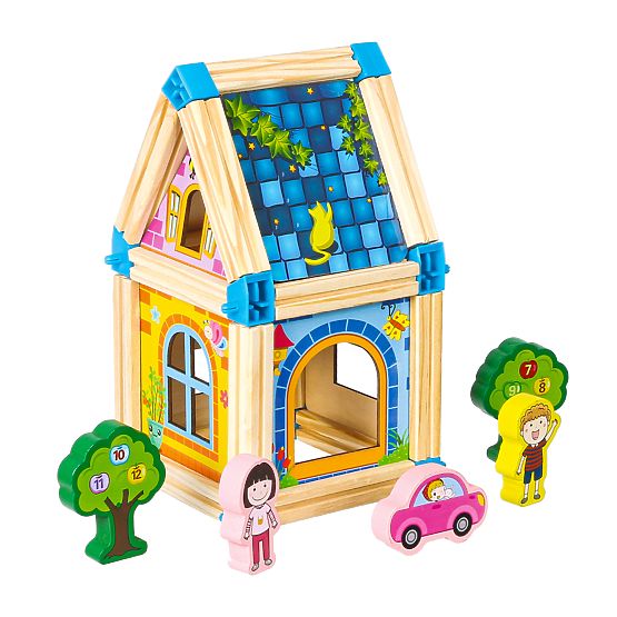 Drewniane klocki konstrukcyjne budowa domku 6w1 ECOTOYS