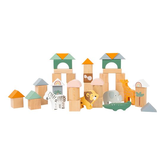Drewniane klocki Small Foot Safari 50 szt
