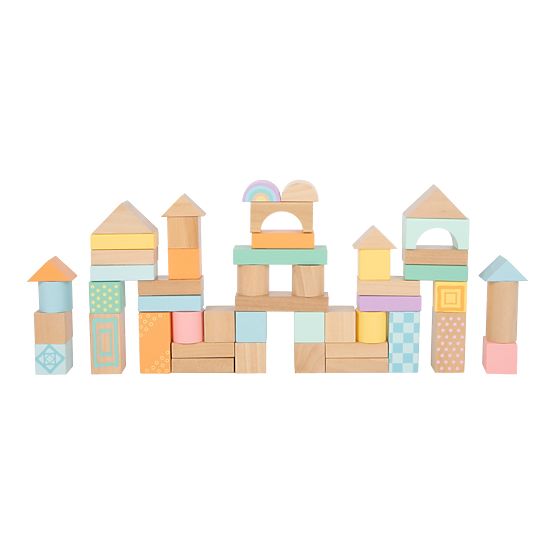 Drewniane kostki Small Foot pastelowe 50 szt