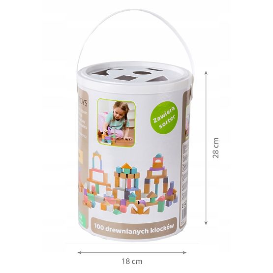 Drewniane kostki w pudełku - 100 szt