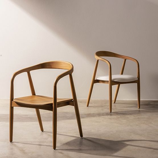 Drewniane krzesło Ludvika, zaokrąglone, naturalne/kremowe