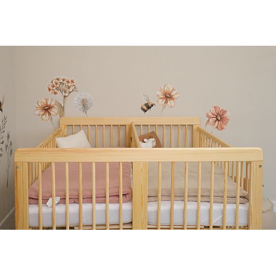 Drewniane łóżeczko dziecięce dla bliźniąt Ourbaby Twinny - naturalne