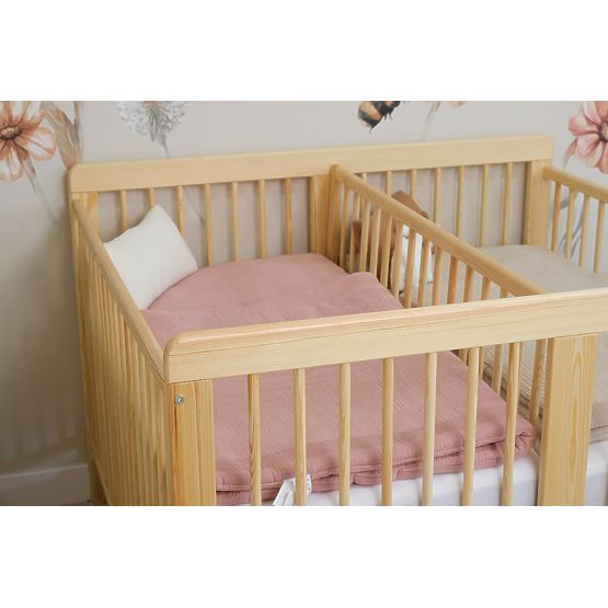Drewniane łóżeczko dziecięce dla bliźniąt Ourbaby Twinny - naturalne