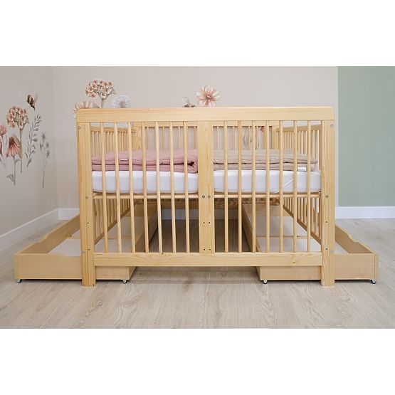 Drewniane łóżeczko dziecięce dla bliźniąt Ourbaby Twinny - naturalne