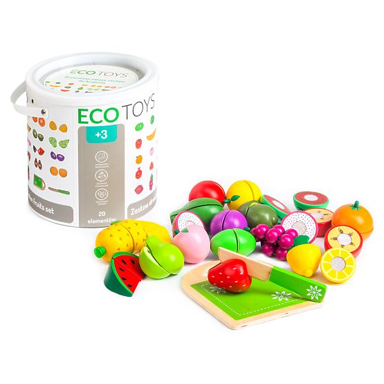 Drewniane owoce do krojenia 20 sztuk ECOTOYS