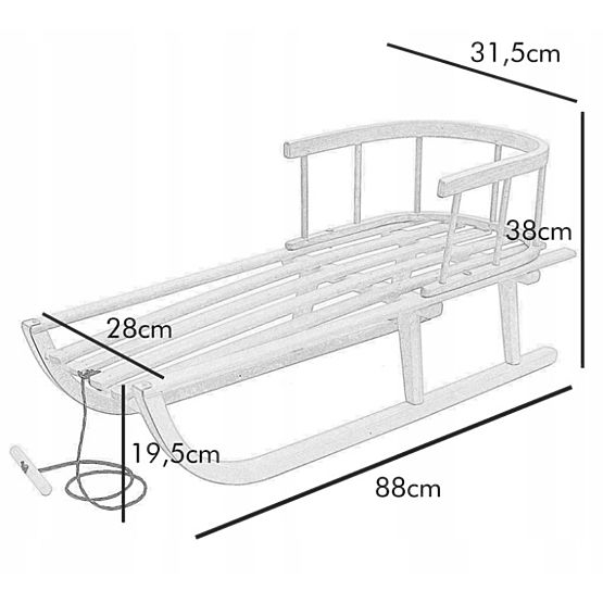 Drewniane sanki z wyściółką - Tropical