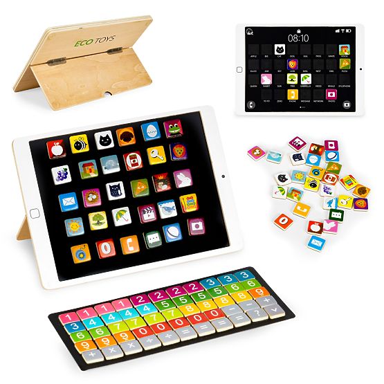 Drewniany edukacyjny tablet magnetyczna tablica kredowa ECOTOYS