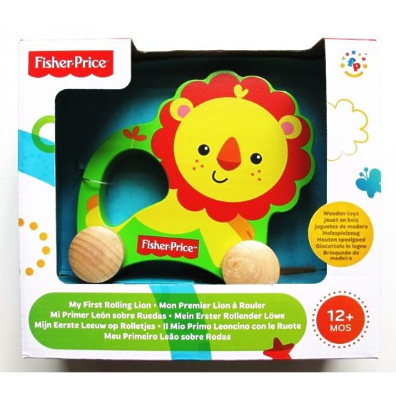 Drewniany lew na kółkach Fisher Price