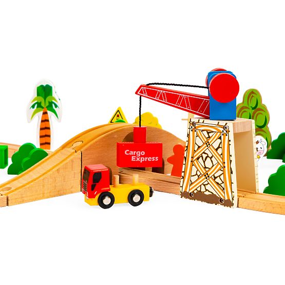 Drewniany pociąg 74 elementy ECOTOYS