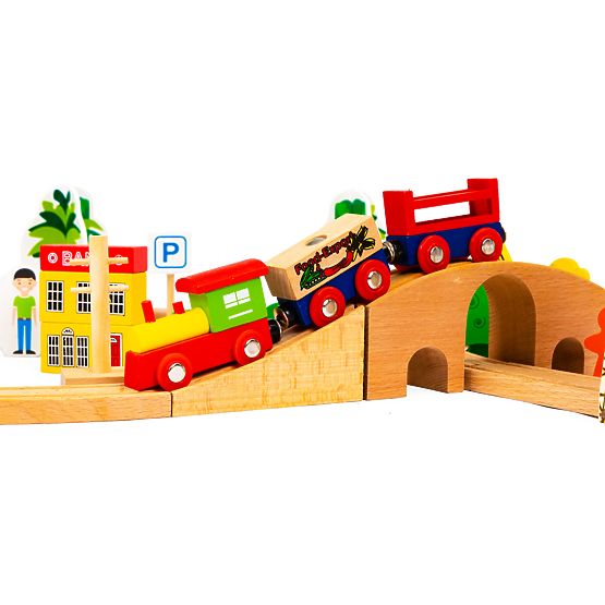 Drewniany pociąg 74 elementy ECOTOYS