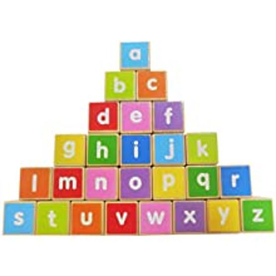 Drewniany pociąg duże edukacyjne klocki alfabet ECOTOYS