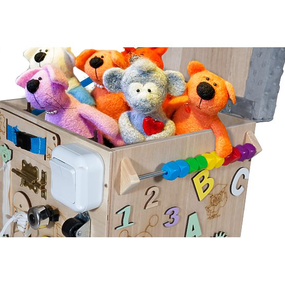 Drewniany taboret Montessori Activity - naturalny / szary