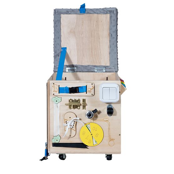 Drewniany taboret Montessori Activity - naturalny / szary