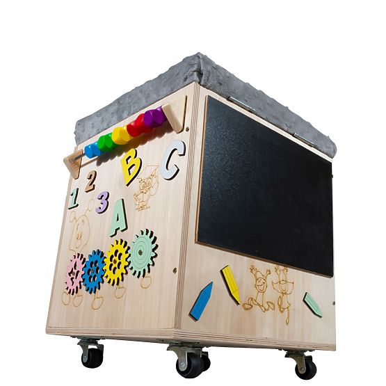 Drewniany taboret Montessori Activity - naturalny / szary