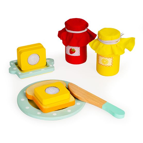 Drewniany toster z akcesoriami