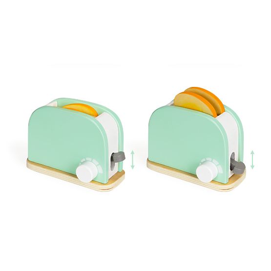 Drewniany toster z akcesoriami