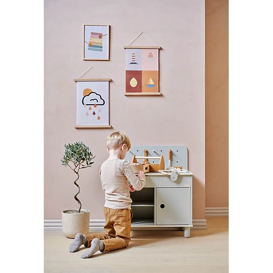 Drewniany warsztat Nordic - szary